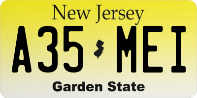 NJ license plate A35MEI