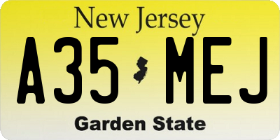NJ license plate A35MEJ