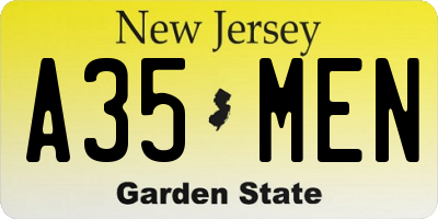 NJ license plate A35MEN