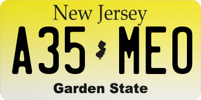NJ license plate A35MEO