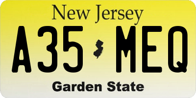 NJ license plate A35MEQ