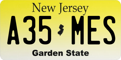 NJ license plate A35MES