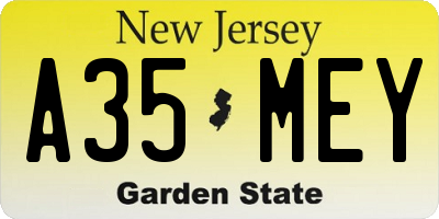 NJ license plate A35MEY