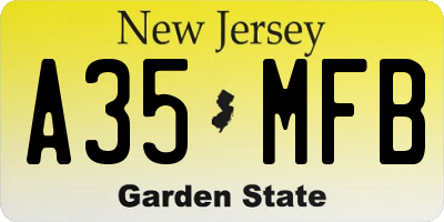 NJ license plate A35MFB