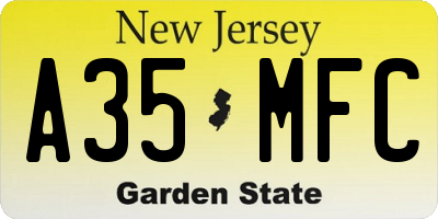 NJ license plate A35MFC