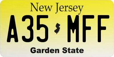 NJ license plate A35MFF