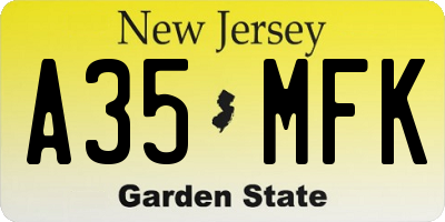 NJ license plate A35MFK