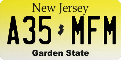 NJ license plate A35MFM