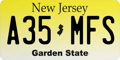 NJ license plate A35MFS