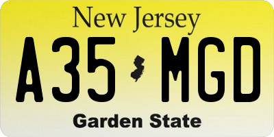 NJ license plate A35MGD