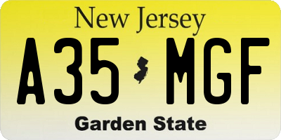 NJ license plate A35MGF