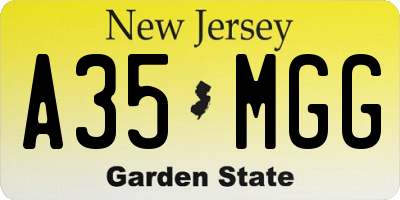NJ license plate A35MGG