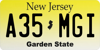 NJ license plate A35MGI