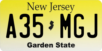 NJ license plate A35MGJ