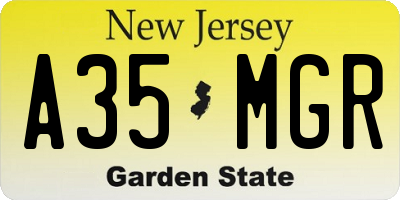 NJ license plate A35MGR