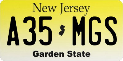 NJ license plate A35MGS