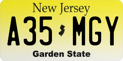 NJ license plate A35MGY