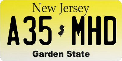 NJ license plate A35MHD