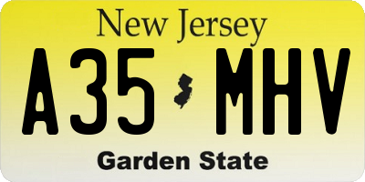 NJ license plate A35MHV