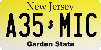 NJ license plate A35MIC