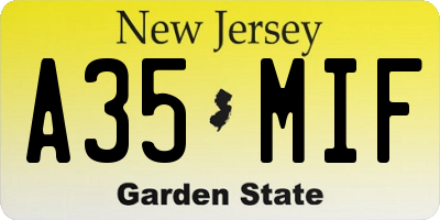 NJ license plate A35MIF