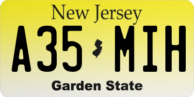 NJ license plate A35MIH