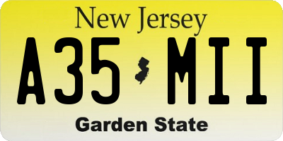 NJ license plate A35MII