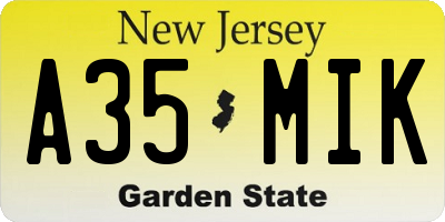 NJ license plate A35MIK