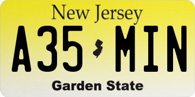 NJ license plate A35MIN