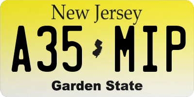 NJ license plate A35MIP