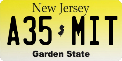 NJ license plate A35MIT