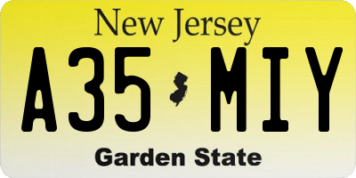 NJ license plate A35MIY