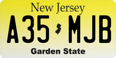 NJ license plate A35MJB