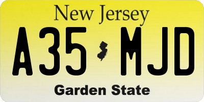 NJ license plate A35MJD