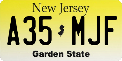 NJ license plate A35MJF