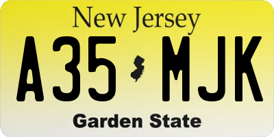 NJ license plate A35MJK