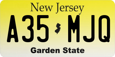 NJ license plate A35MJQ