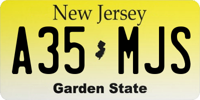 NJ license plate A35MJS