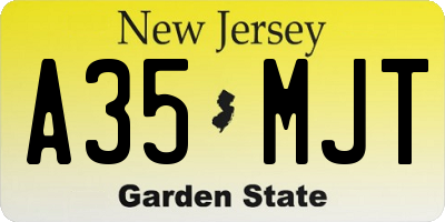 NJ license plate A35MJT