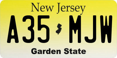 NJ license plate A35MJW