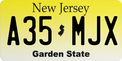 NJ license plate A35MJX