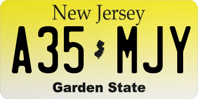 NJ license plate A35MJY