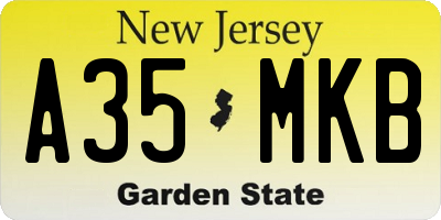 NJ license plate A35MKB