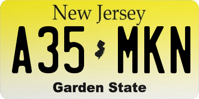 NJ license plate A35MKN