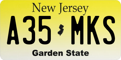NJ license plate A35MKS