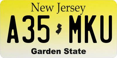 NJ license plate A35MKU