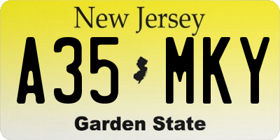 NJ license plate A35MKY