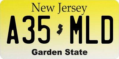 NJ license plate A35MLD