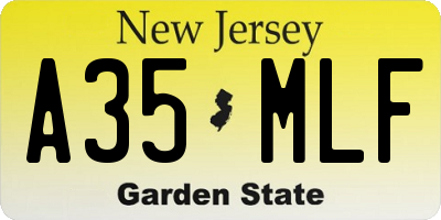 NJ license plate A35MLF