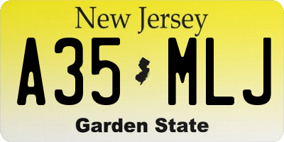 NJ license plate A35MLJ